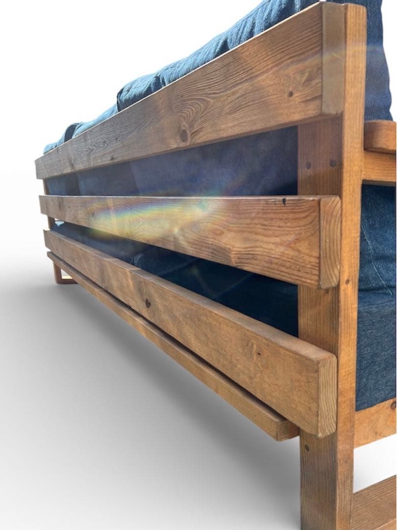 サダモクデザイン 児島デニム 3人掛けソファ 無垢材 岡山デニム