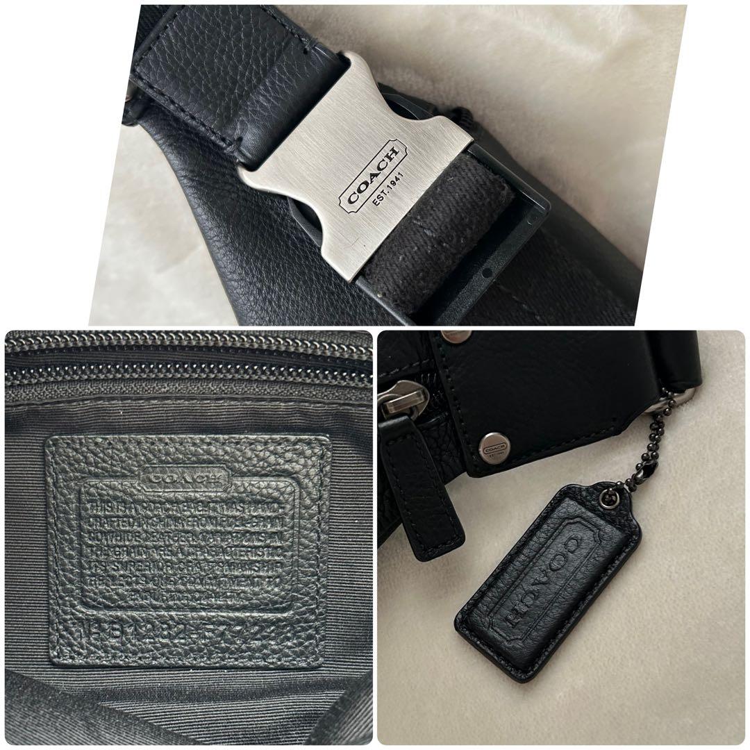 COACH コーチ ボディバッグ ウエストポーチ レザー 黒