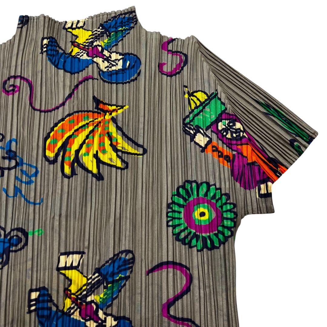 PLEATS PLEASE カットソー 総柄 アニマル ライトブラウン 3 L