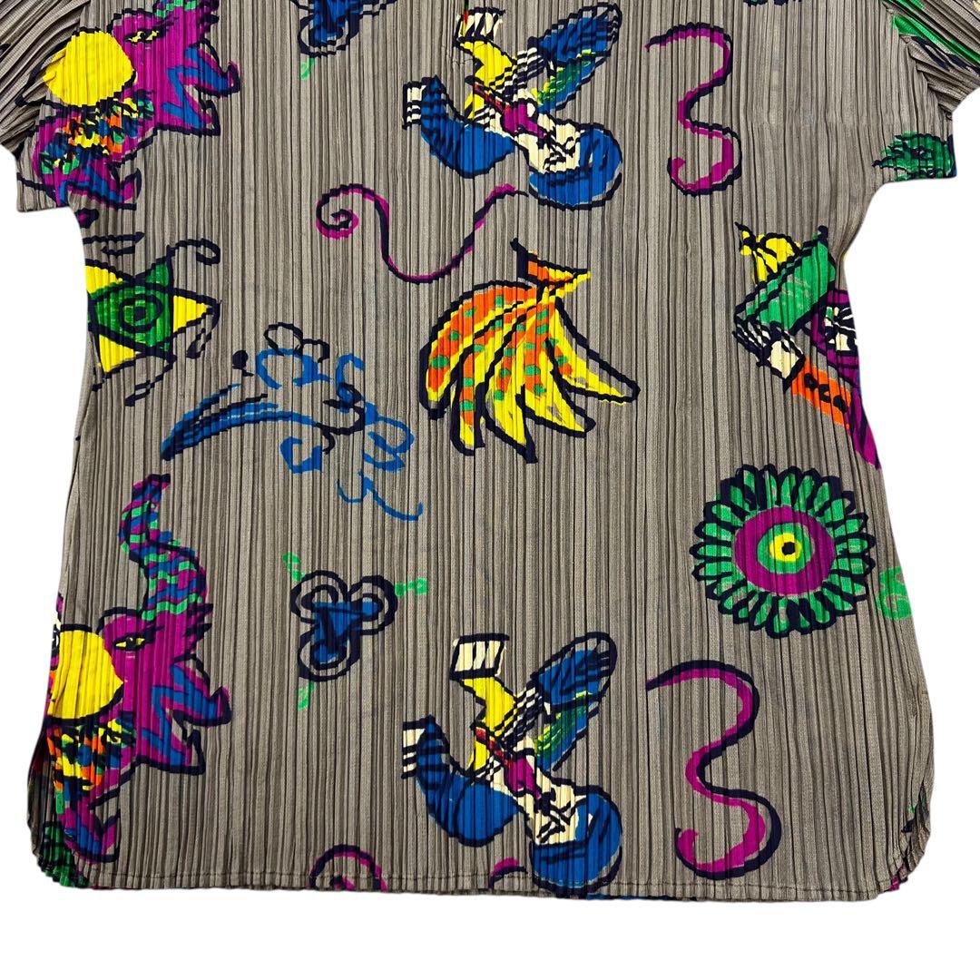 PLEATS PLEASE カットソー 総柄 アニマル ライトブラウン 3 L