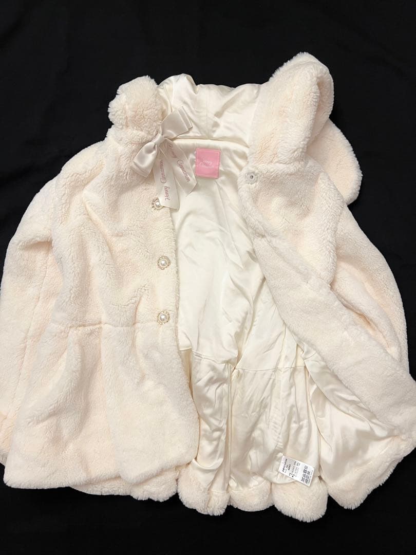 Melty Chocolateワンピース パールボタンうさ耳エコファーコート