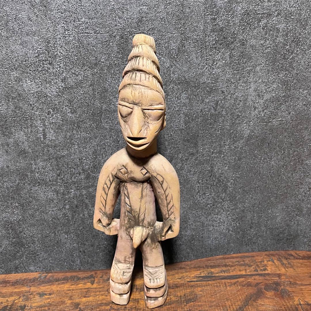中古　木彫り　木製　アンティーク人形　置物