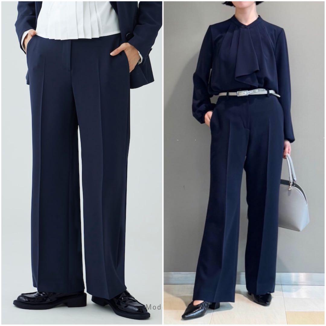 【美品】2025 PLST トリアセブレンド パンツスーツ M-S ネイビー