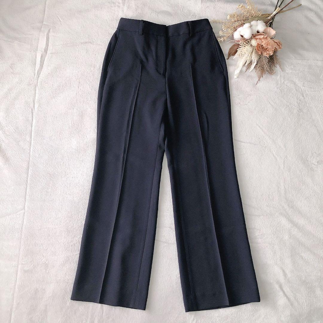 【美品】2025 PLST トリアセブレンド パンツスーツ M-S ネイビー