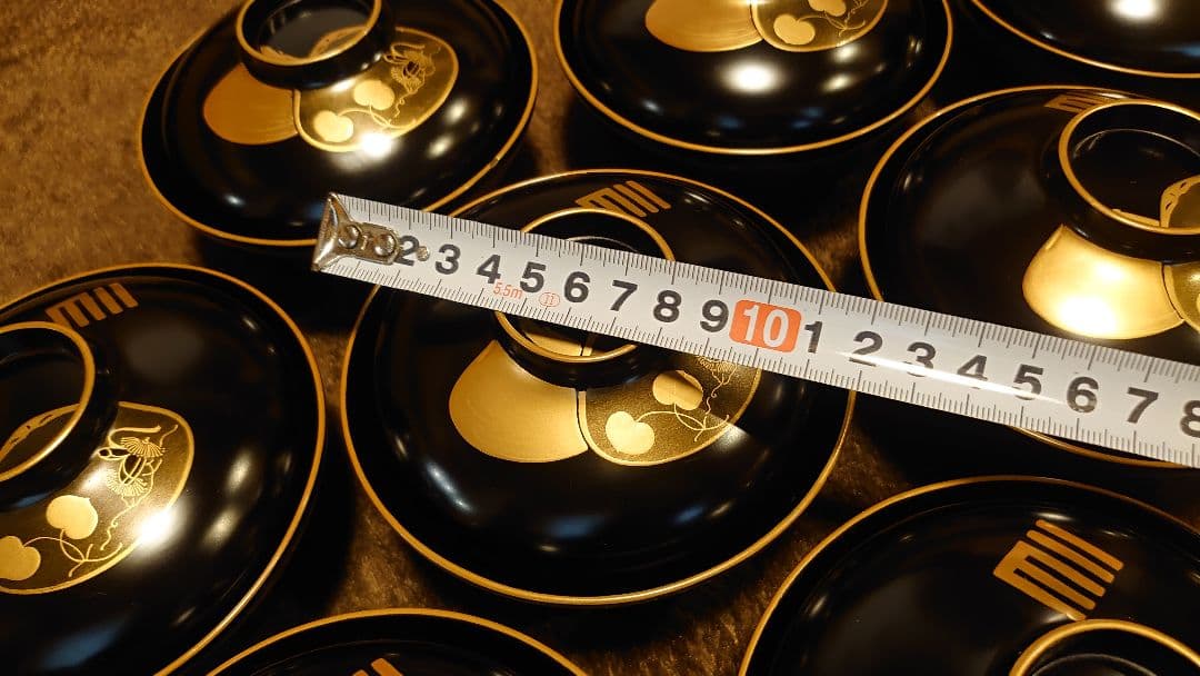 輪島塗　漆器　蒔絵　金蒔絵　蛤の図　蓋椀　菓子椀　蔵出し　10客