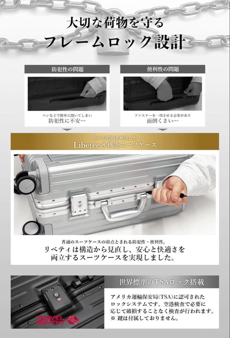 Libetee リベティ キャリーケース　M size エナメルシルバー