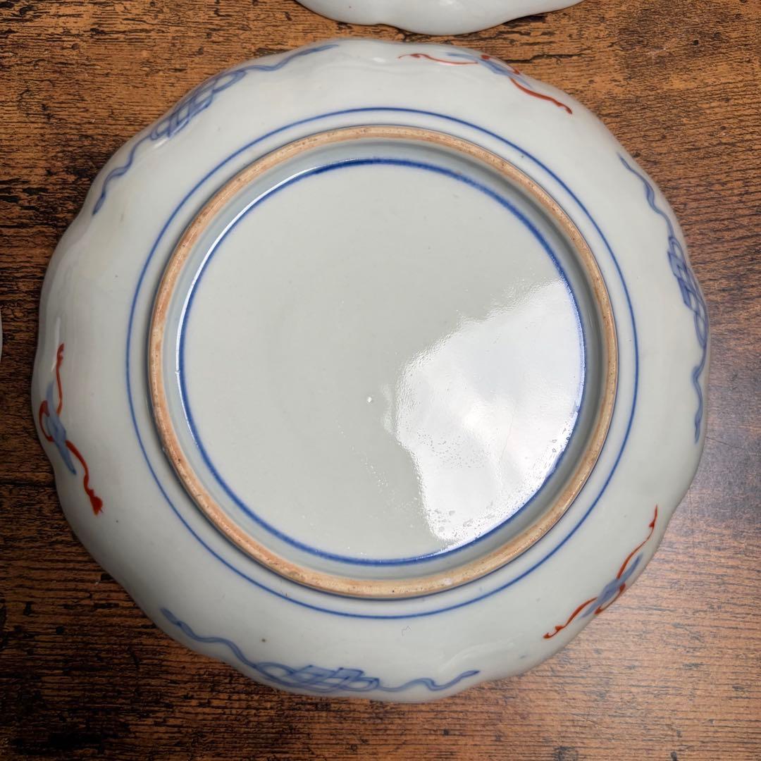 古伊万里　赤絵金彩鳥図六寸皿五客 中皿/銘々皿/アンティーク/お皿時代 070