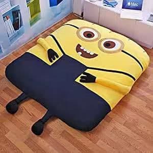 ミニオンお勧めダブル折りたたみベッド 寝袋 可愛デザイン ふわふわ マットレス