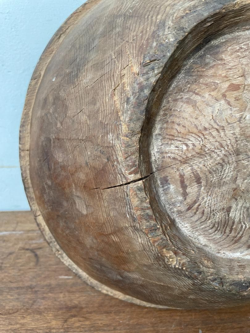 木製 ボウル こね鉢 生地鉢 ねり鉢 木鉢 民芸 アンティーク 古道具 一刀彫