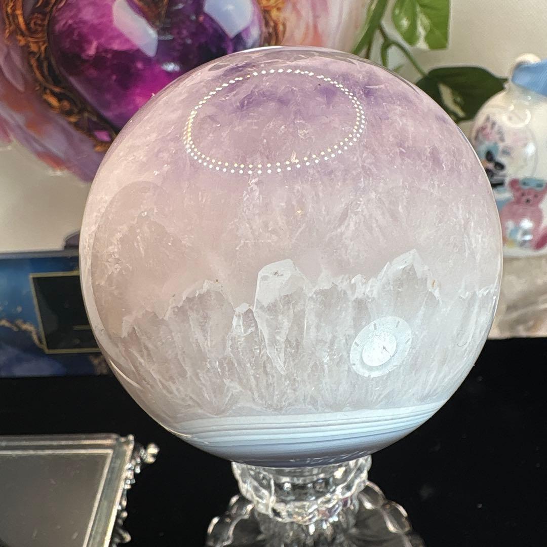 高品質 BIGサイズ♡アメジスト♡アゲート共生スフィアNo.2581