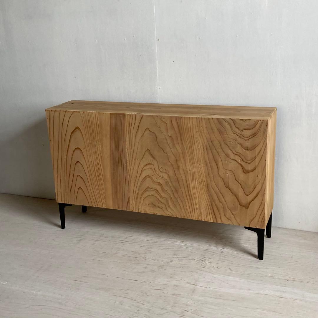 古い木製 オープンラック 鉄脚 木製棚 本棚