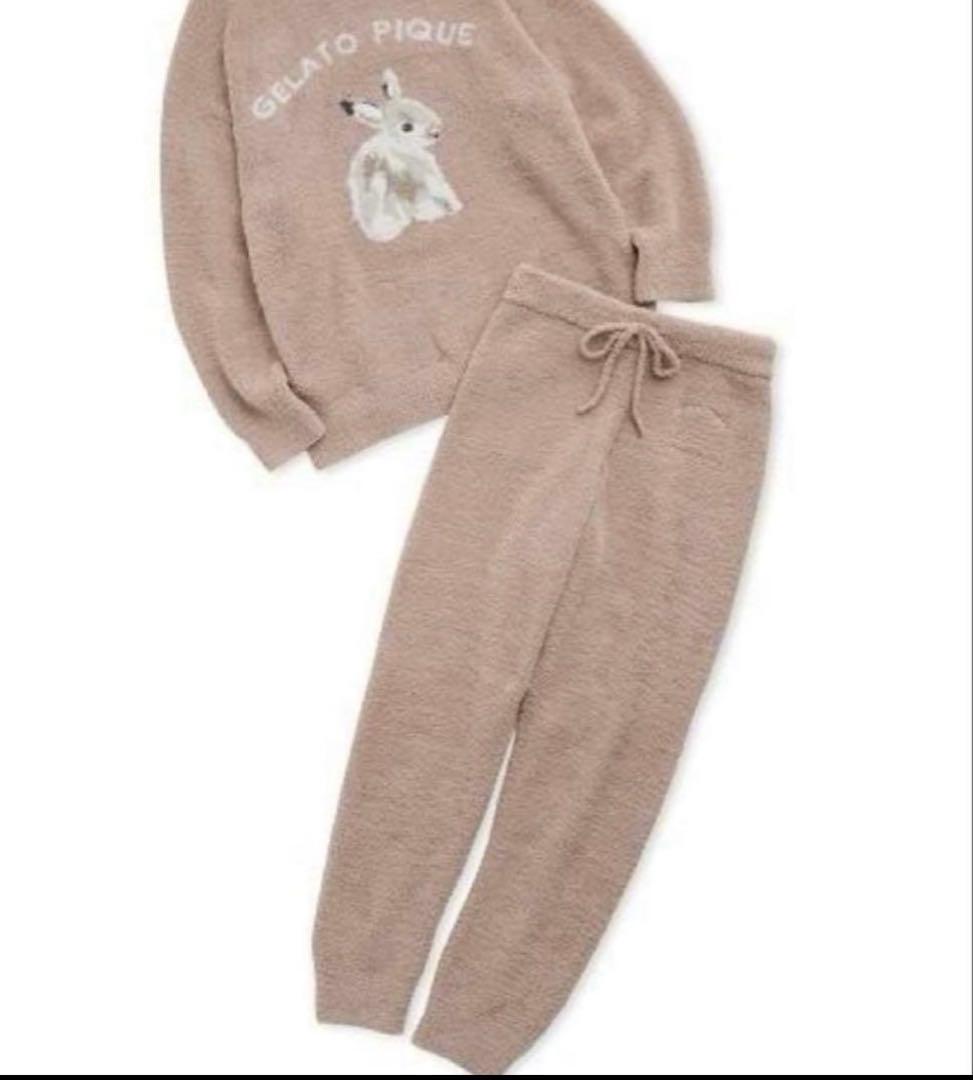 ジェラートピケ新品　ラビットジャガードプルオーバー&ロングパンツ