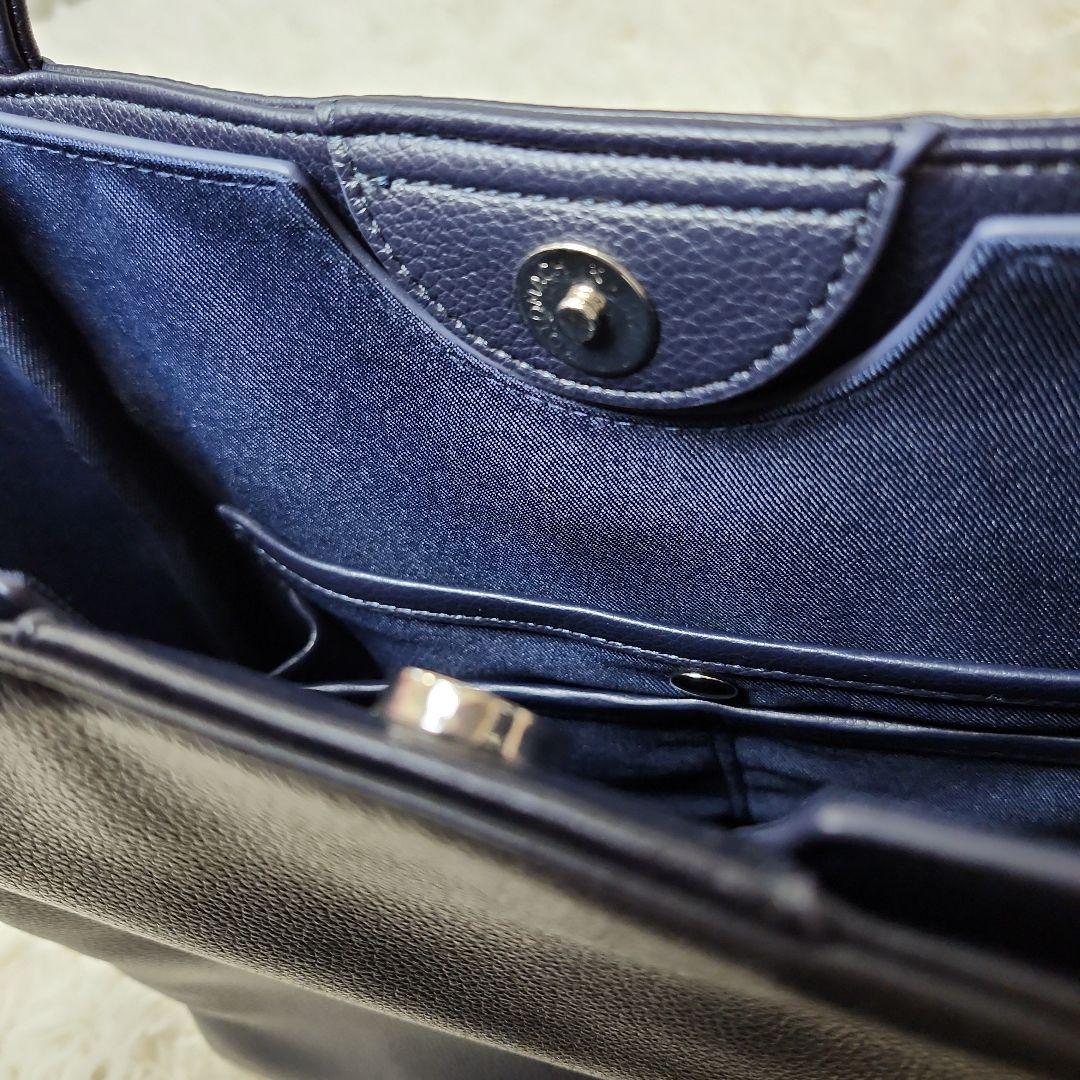 【極美品】キタムラ　ネイビー　レザー トートバッグ