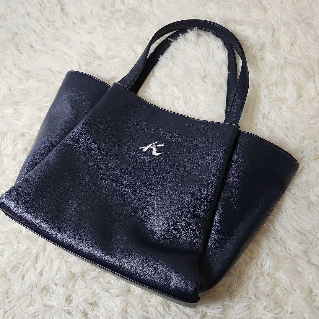 【極美品】キタムラ　ネイビー　レザー トートバッグ
