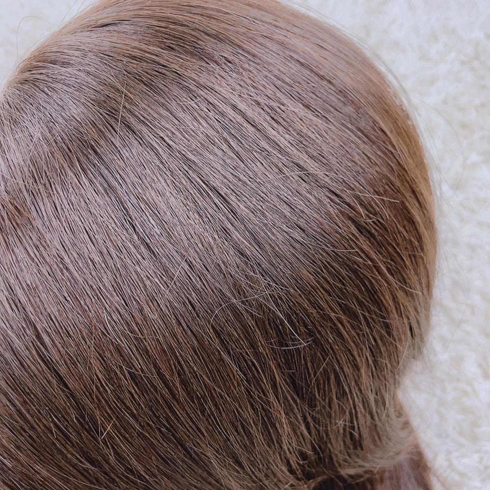 人毛100% フルウィッグ 医療用 ロングストレート ライトブラウン I字つむじ