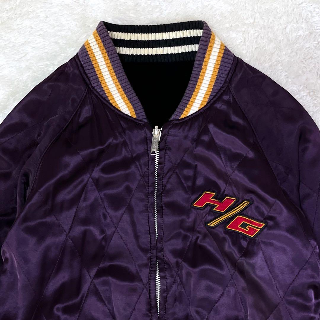 希少ヒステリックグラマー刺繍ベロアリバーシブルブルゾンパープルブラックF