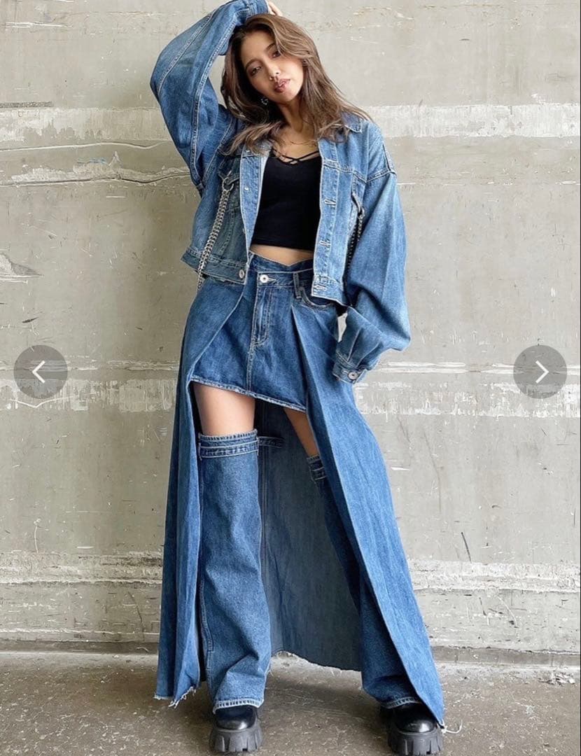 OVERLAP EMBOSSロングデニムスカート M 倖田來未コラボ