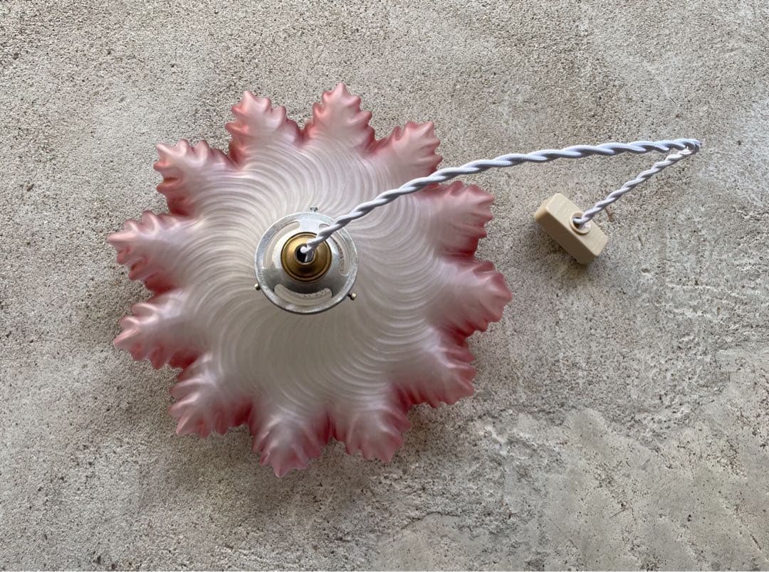 78. 40’s フランスアンティーク　古民家 ガラスシェードペンダントランプ