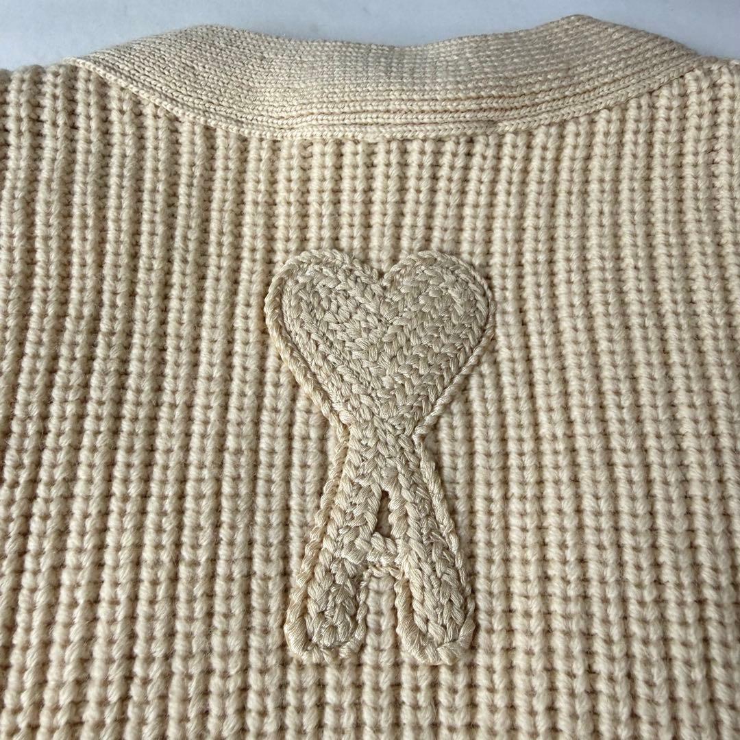 アミパリ Ami Paris カレッジリブウール カーディガン ホワイトクリーム