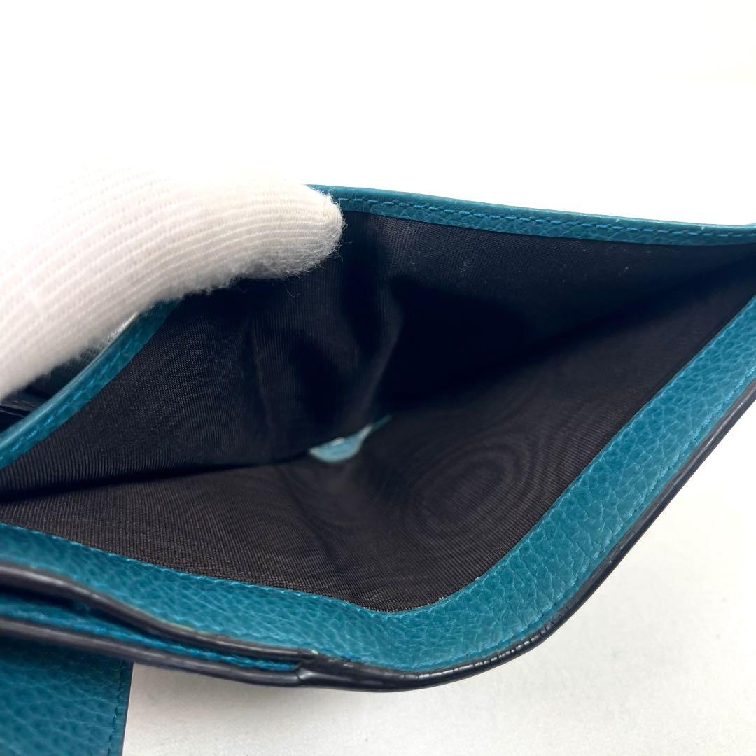 グッチ　インターロッキング　折り財布　ゴールドロゴ　コンパクト　レザー　極美品