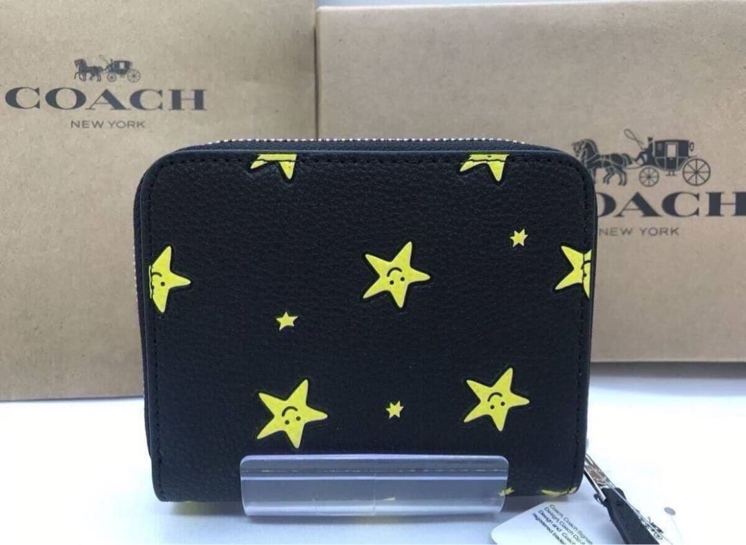 新品未使用　COACH コーチ　星柄 ブラック 二つ折り財布　財布