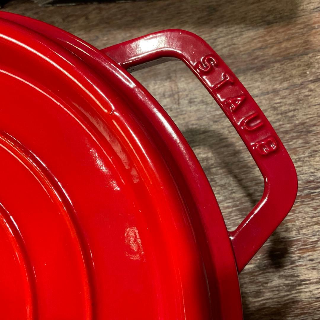 極美品！26cm ストウブ 浅型 シャロー ラウンド ココット チェリー