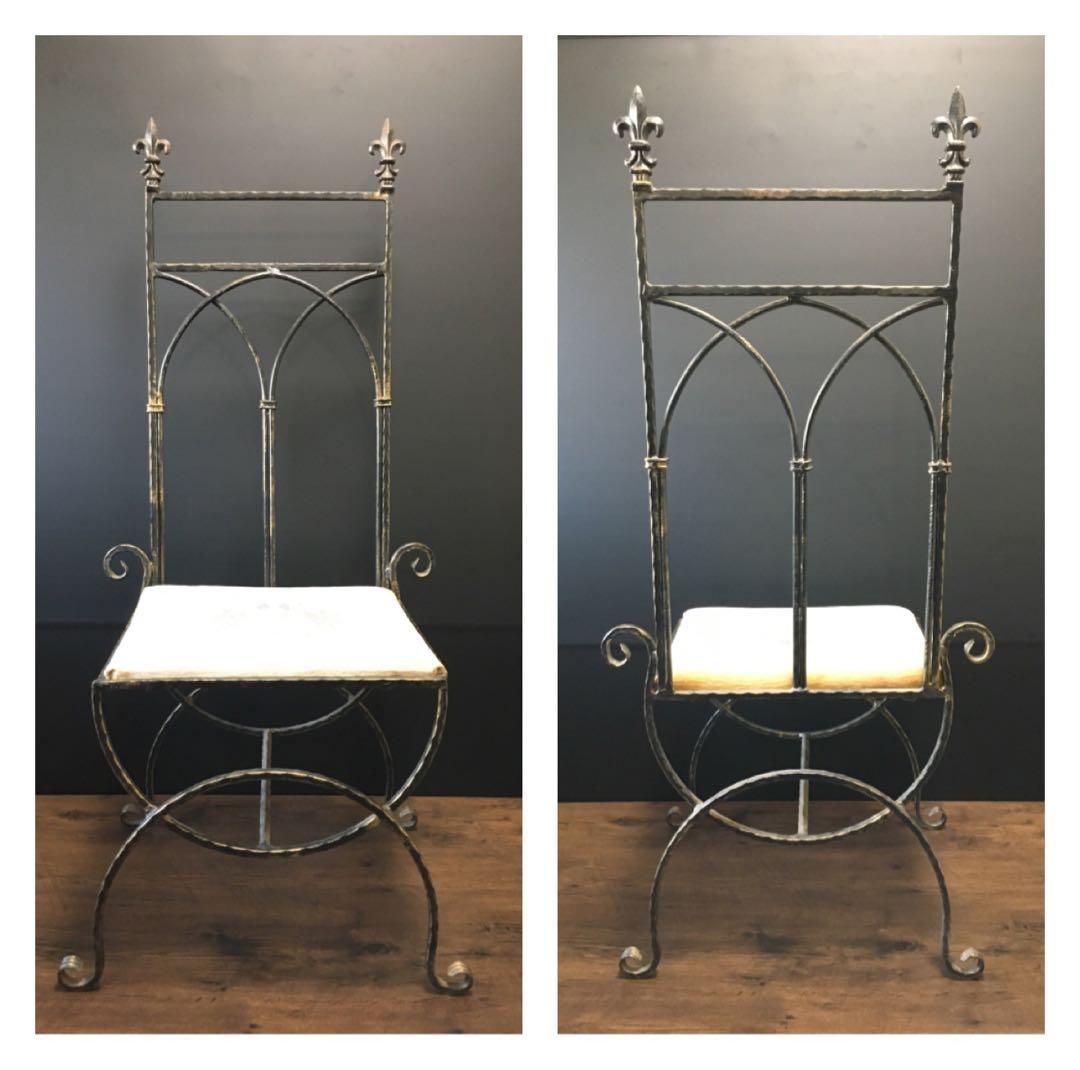 ヨーロッパ　アンティーク　アイロンチェアー