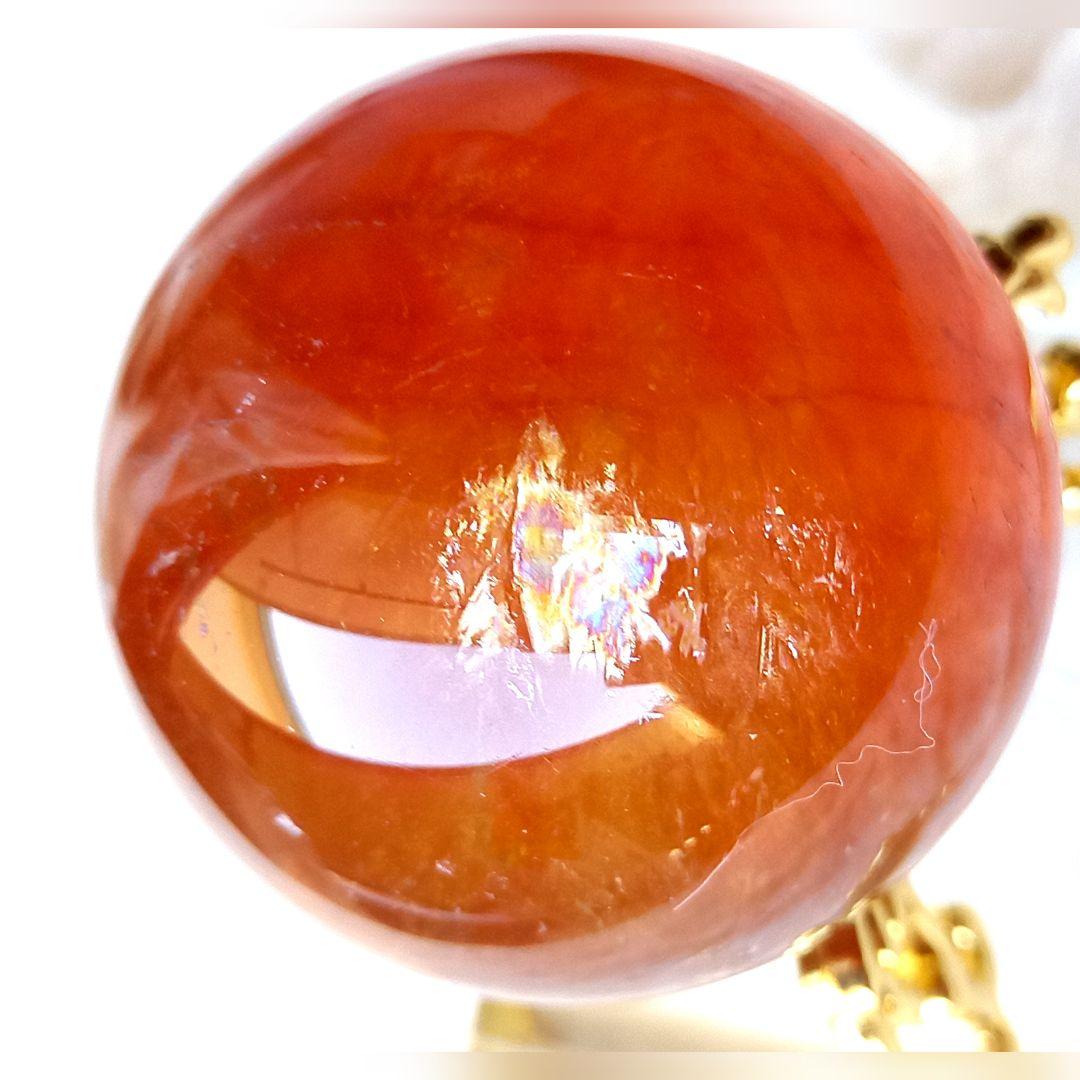 美麗☆虹入り☆ゴールデンカルサイト☆スフィア☆パワーストーン【193】