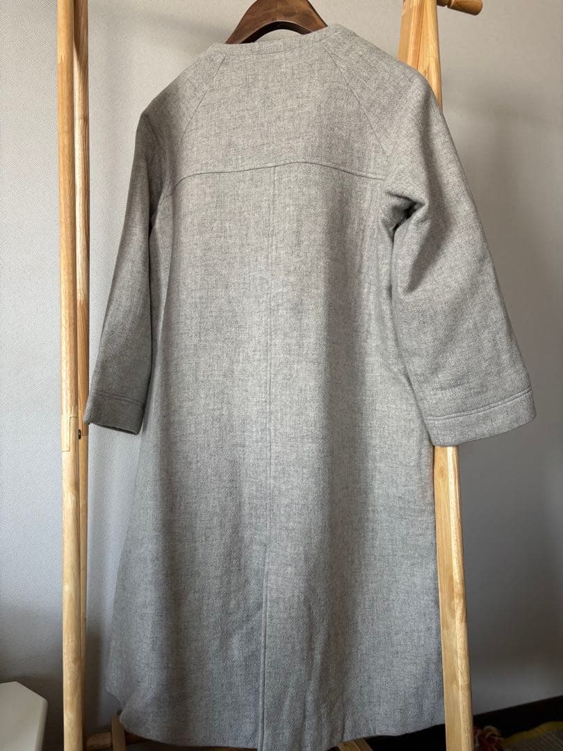 北欧暮らしの道具店　ウール混ノーカラーロングコート 未使用品