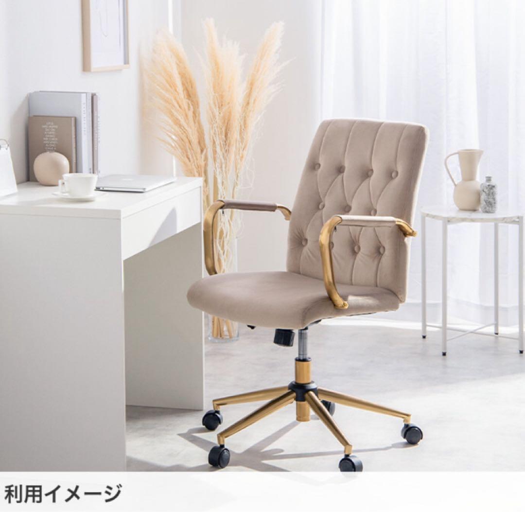 デスクチェア オフィスチェア ベロア ハイバック キャスター付 昇降
