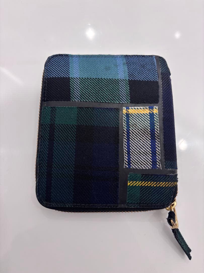 コムデギャルソン 二つ折り財布 ウォレット タータンチェック グリーン
