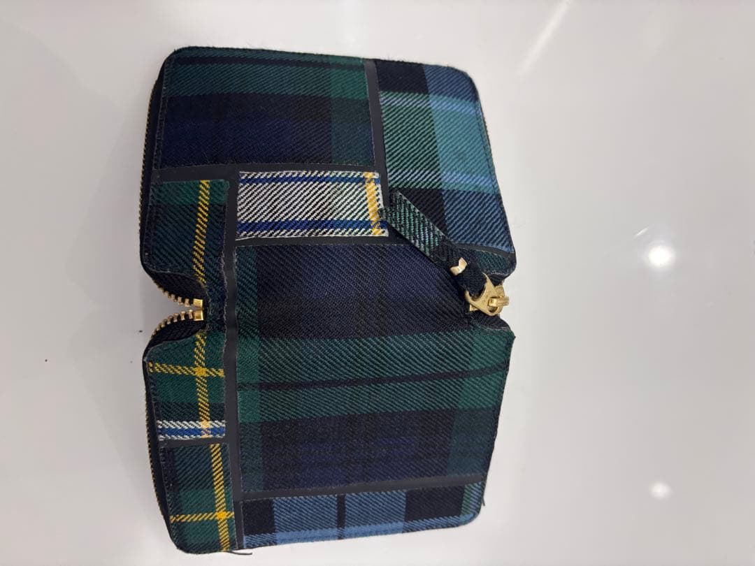 コムデギャルソン 二つ折り財布 ウォレット タータンチェック グリーン