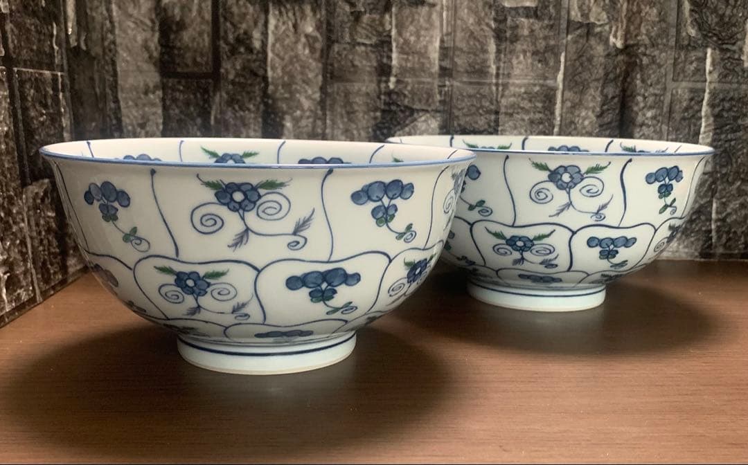 源右衛門窯 染錦なずな紋 麺鉢2客セット 未使用