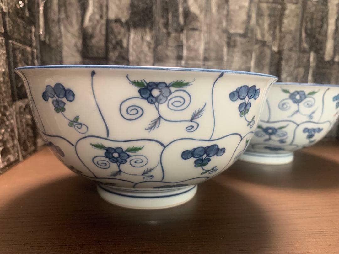 源右衛門窯 染錦なずな紋 麺鉢2客セット 未使用