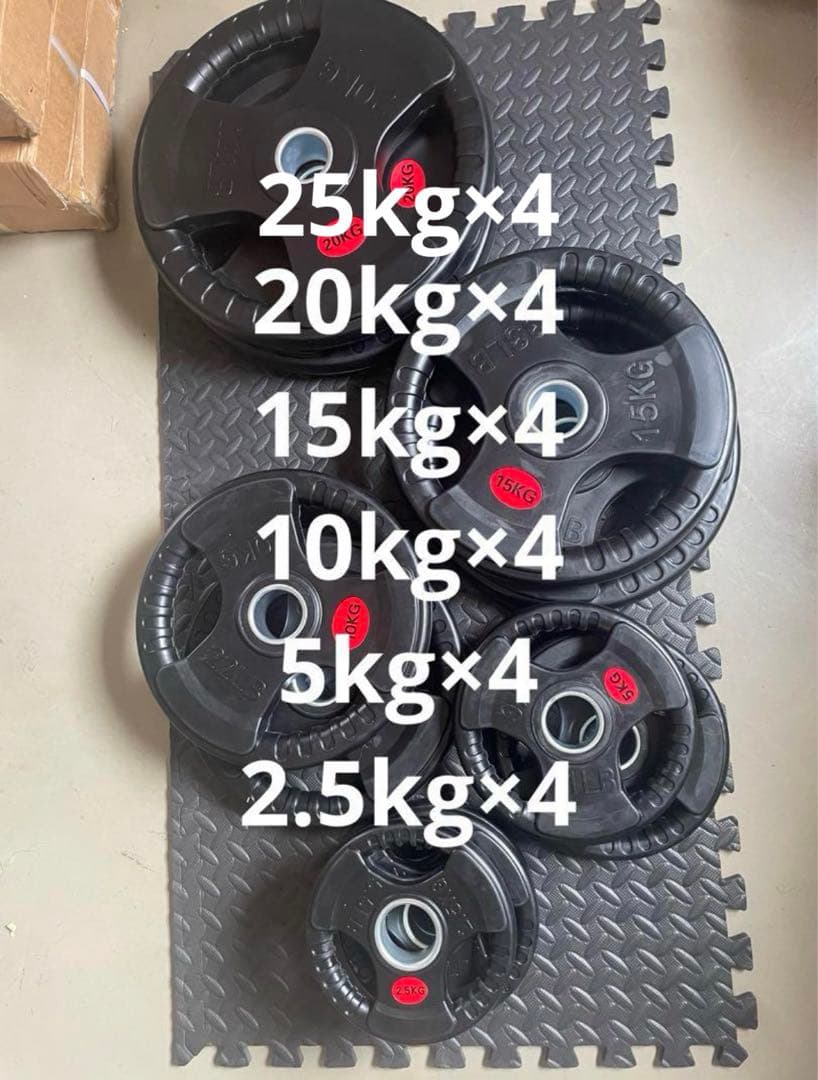 バーベルプレート ［310kgセット］ラバー オリンピックシャフト Φ50mm