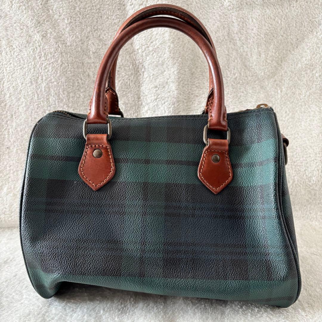 ✨️美品 ポロラルフローレン ブラックウォッチ ミニボストンバッグ PVC 緑