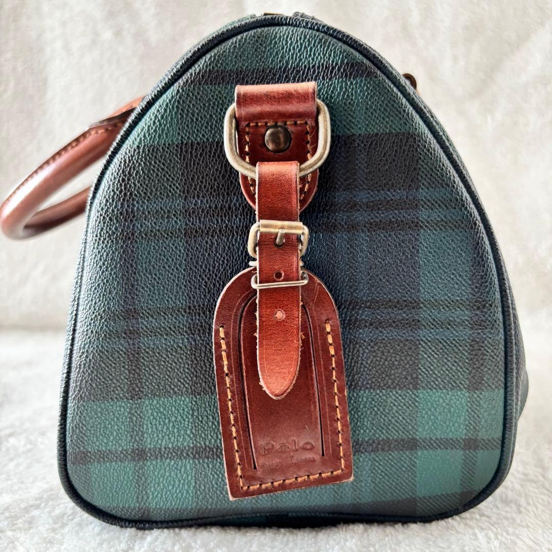 ✨️美品 ポロラルフローレン ブラックウォッチ ミニボストンバッグ PVC 緑