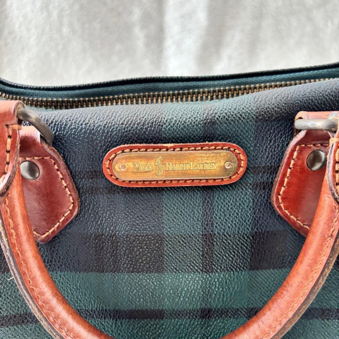 ✨️美品 ポロラルフローレン ブラックウォッチ ミニボストンバッグ PVC 緑