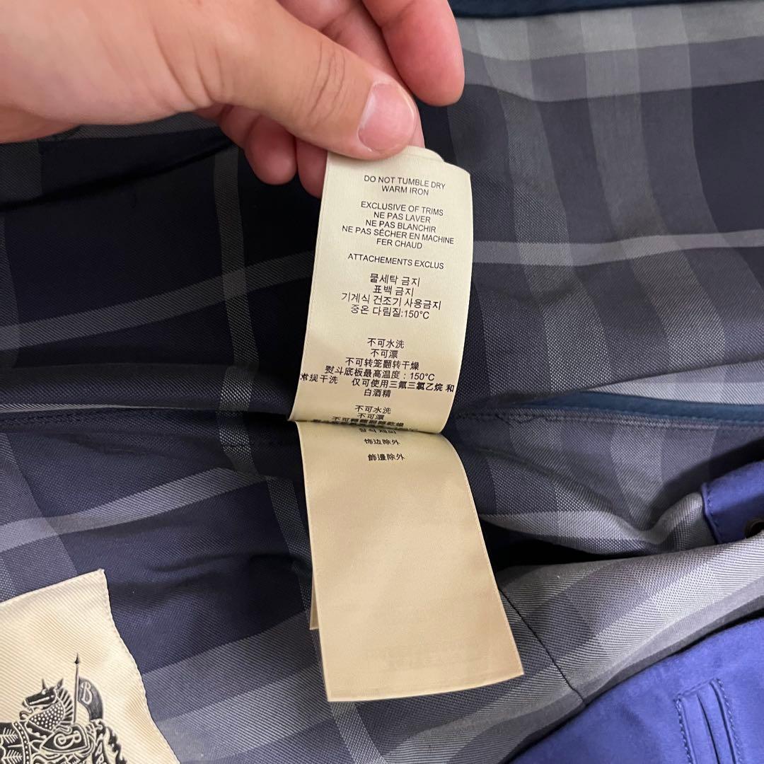 希少極美品　バーバリーロンドン　トレンチコート　ノバチェック　ブルー　46サイズ