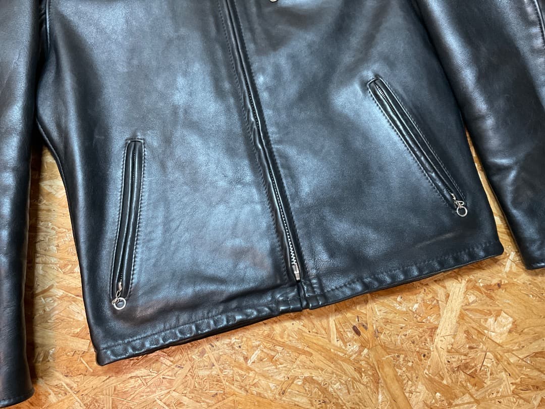 ショット USA製 641 レザー 立襟 シングルライダースジャケット 40