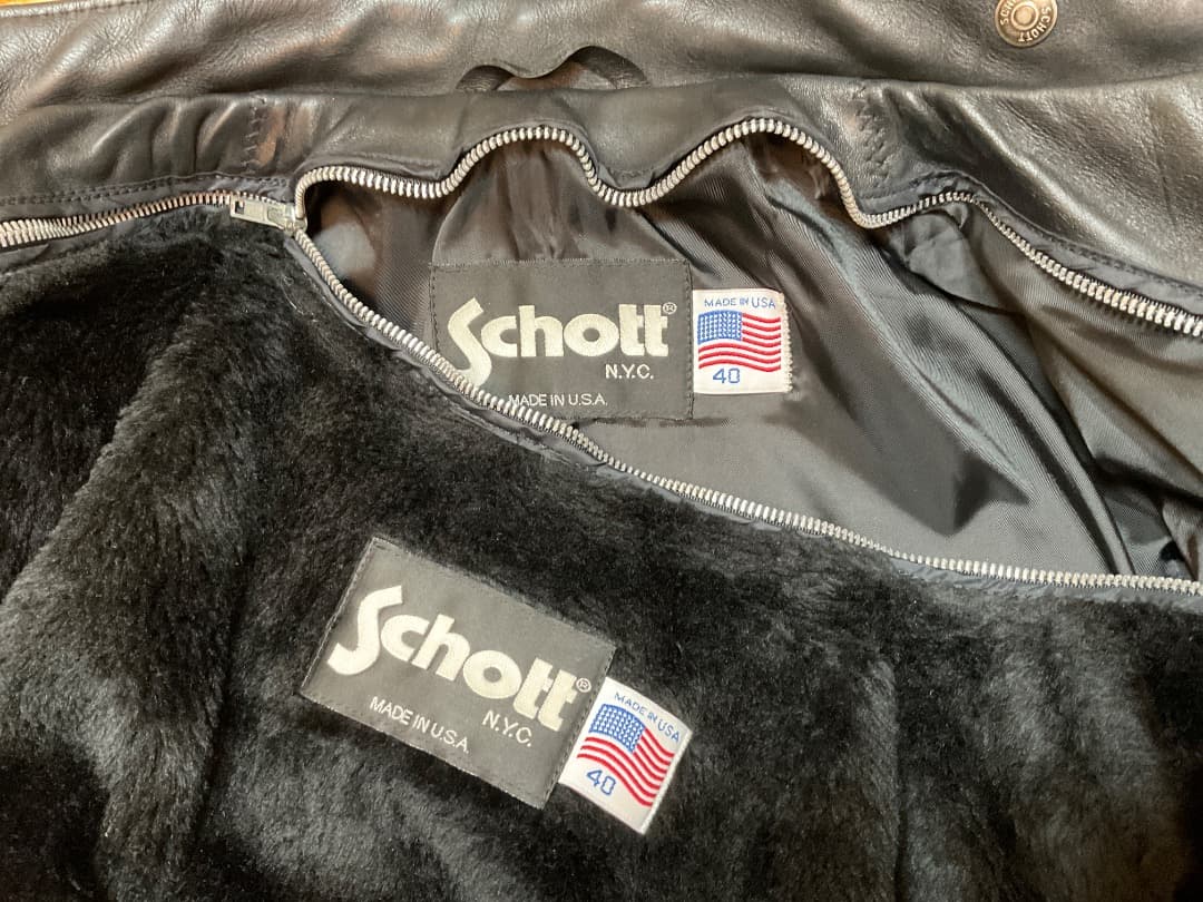 ショット USA製 641 レザー 立襟 シングルライダースジャケット 40
