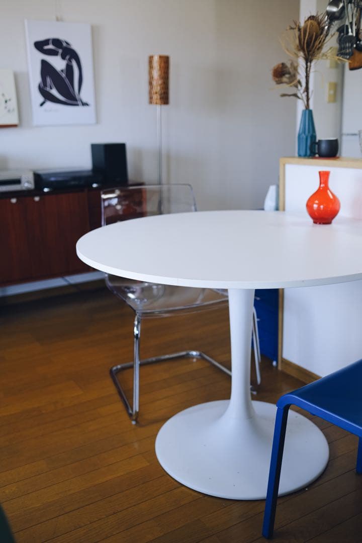 IKEA 丸テーブル 白色 DOCKSTA（ドクスタ） 【引き取り限定】