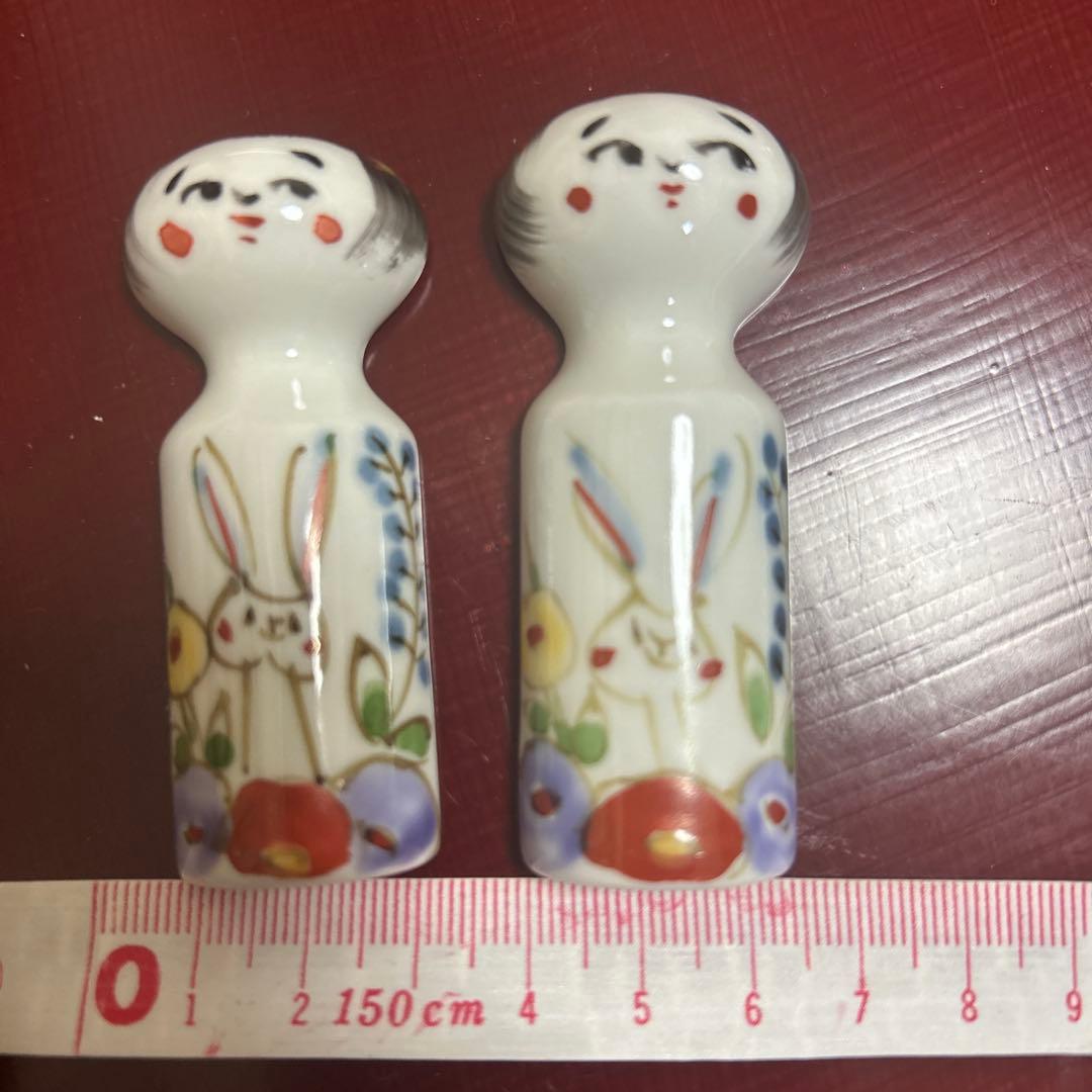 作家　陶芸作家　田口紀美子　こけしうさぎ　箸置き　2個　空萌工房　希少　レア