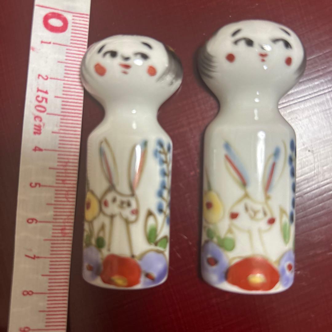 作家　陶芸作家　田口紀美子　こけしうさぎ　箸置き　2個　空萌工房　希少　レア