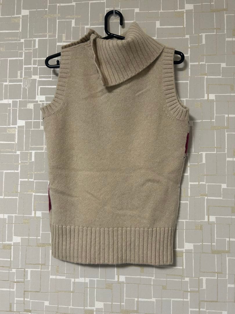 Burberry アーガイル　タートルネック　ノースリーブ　ニット