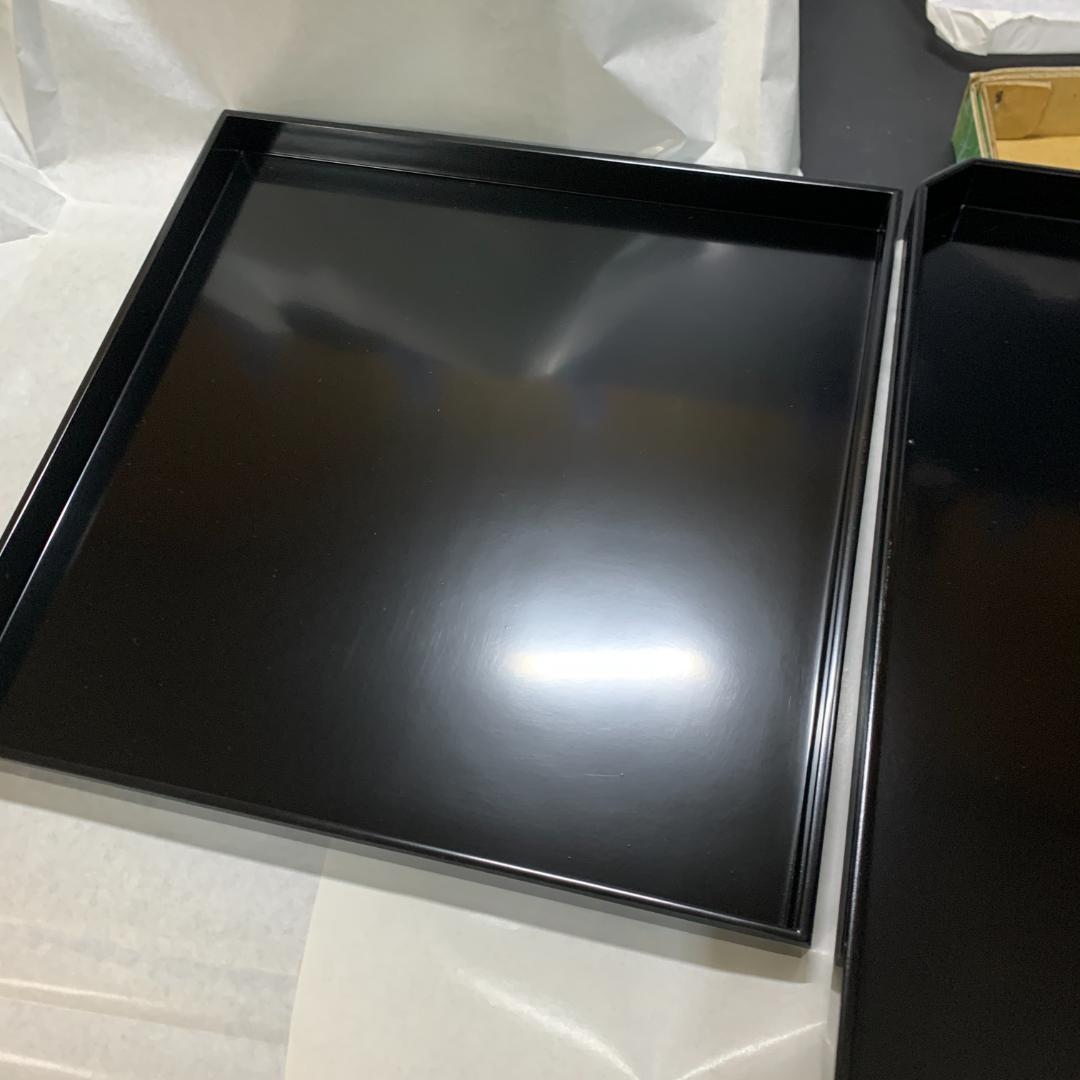 未使用　黒刷毛目松葉　懐石揃10客(懐石膳/椀/盃/杓子/盆/他)