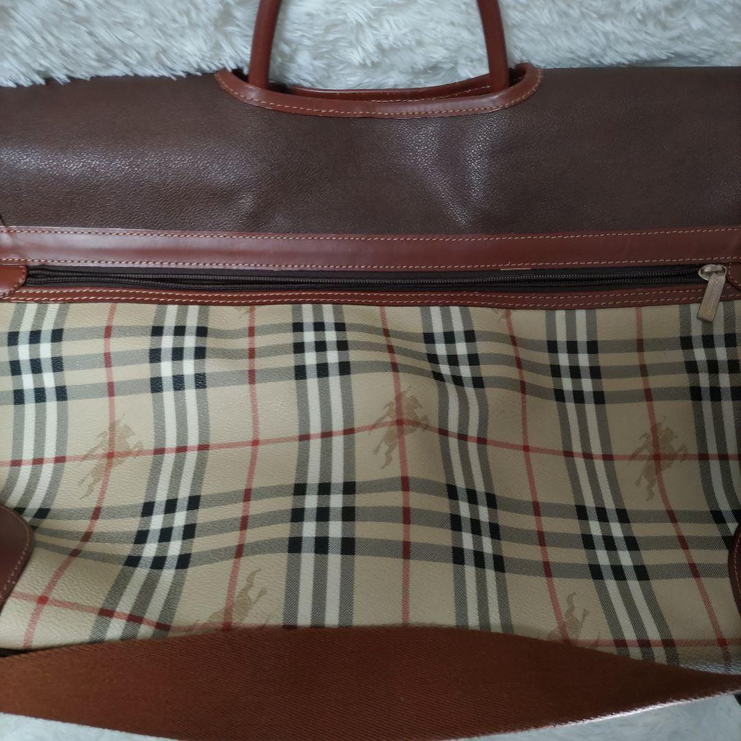 【人気のレザー＆ノバチェック】BURBERRY ボストンバッグ 肩かけ有