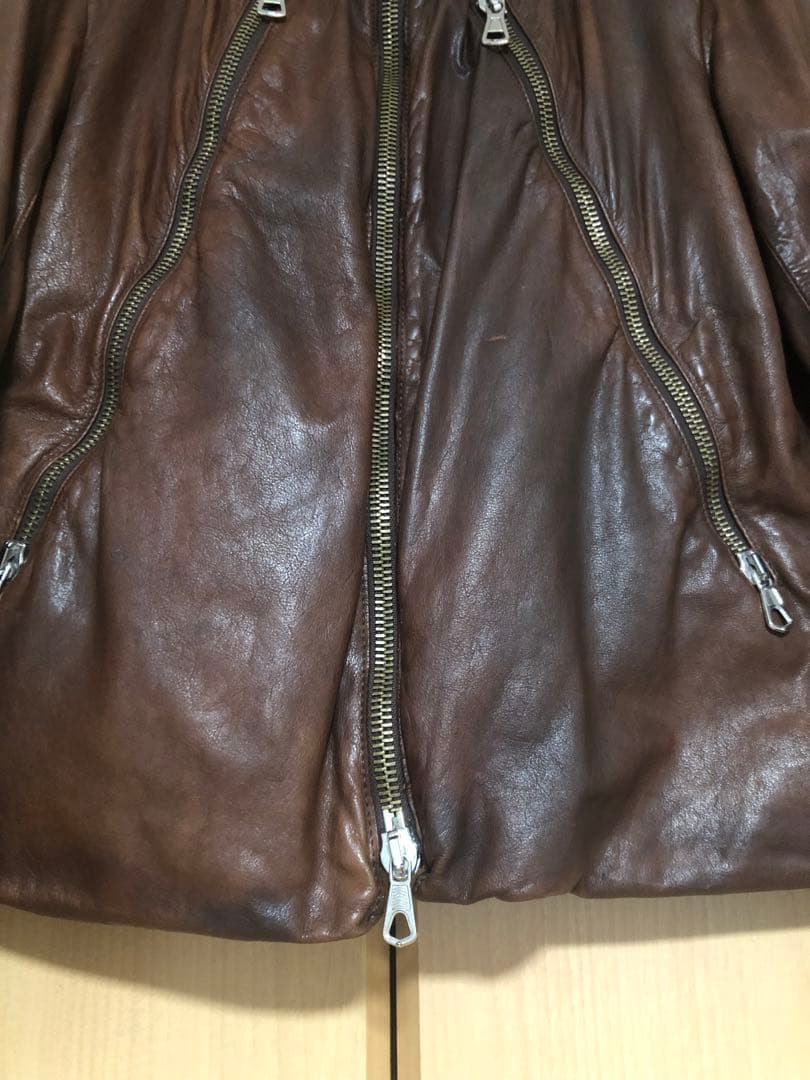 マルタン マルジェラ レザーシングルライダースジャケット 48