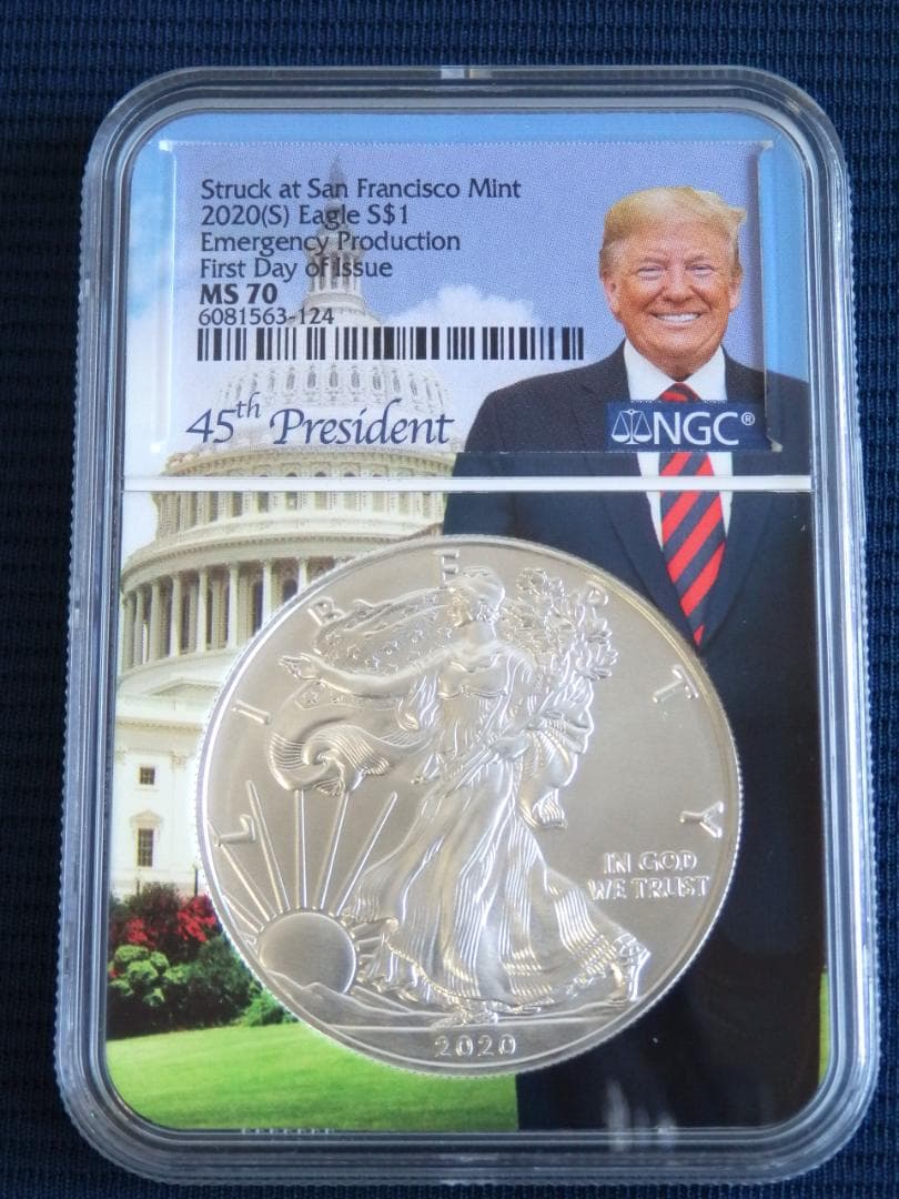 値下　米国　2020年 イーグル1＄銀貨　トランプ絵柄　NGC MS70FDI