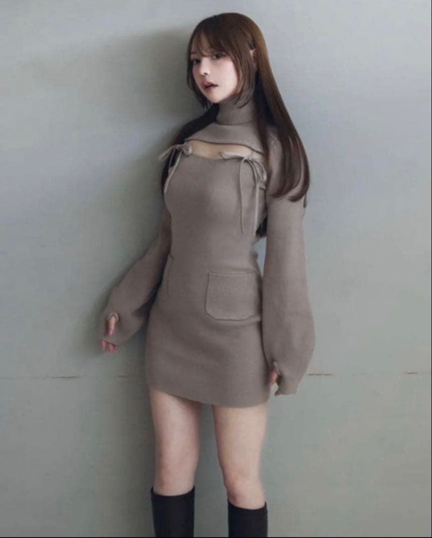 andmary bebe mini dress　グレージュ